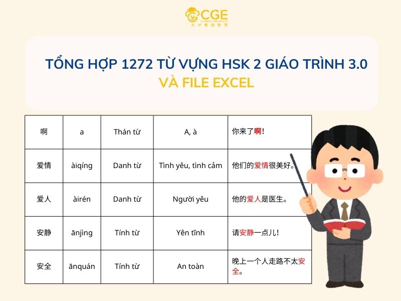 1272 từ vựng hsk 2 giáo trình mới