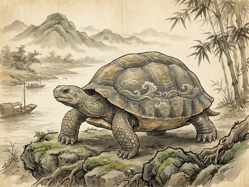 Rùa truyền thống Trung Hoa (Quy, 龟) biểu tượng trường thọ và trí tuệ