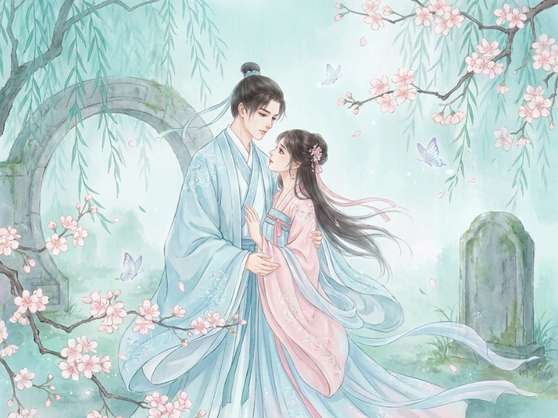 Lương Sơn Bá và Chúc Anh Đài hóa thành đôi bướm trong khung cảnh cổ trang lãng mạn