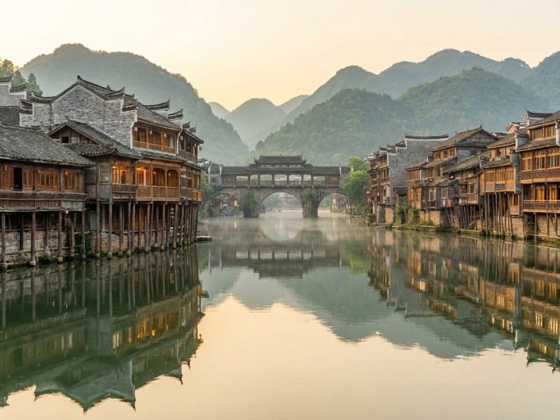 Tứ Đại Cổ Trấn Trung Quốc gồm Phượng Hoàng Lệ Giang Đồng Lý và Phù Dung (Nguồn: internet)