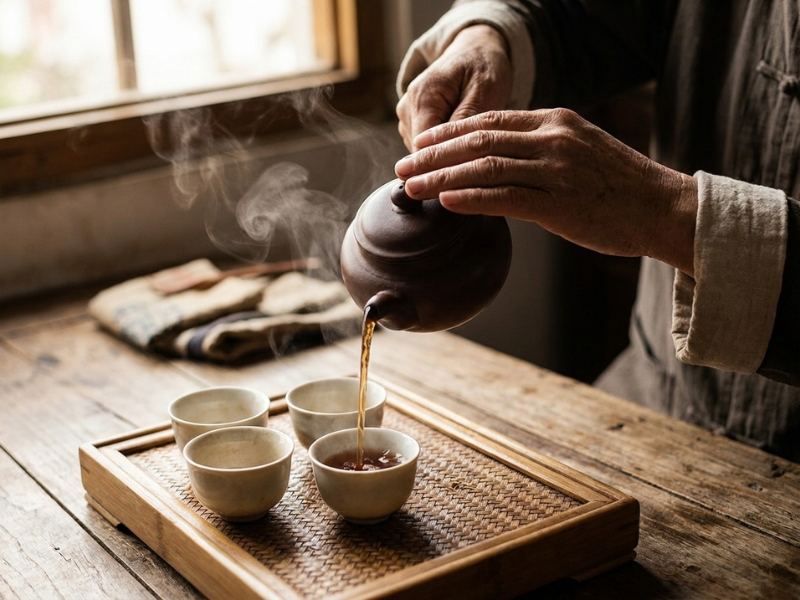 Người rót trà trong nghi thức trà đạo Trung Quốc