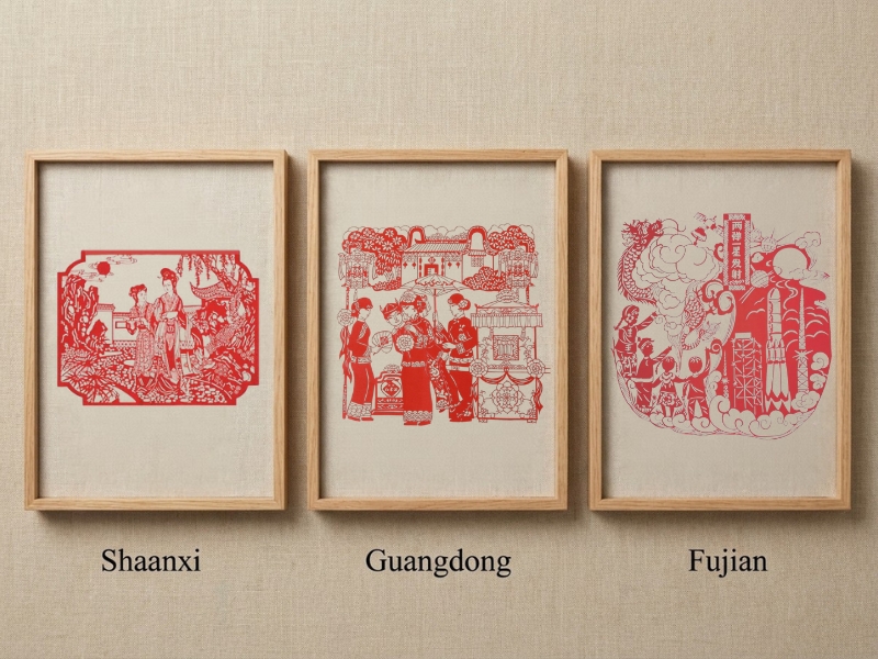 Các trường phái cắt giấy Trung Quốc theo vùng miền: Thiểm Tây, Quảng Đông, Phúc Kiến