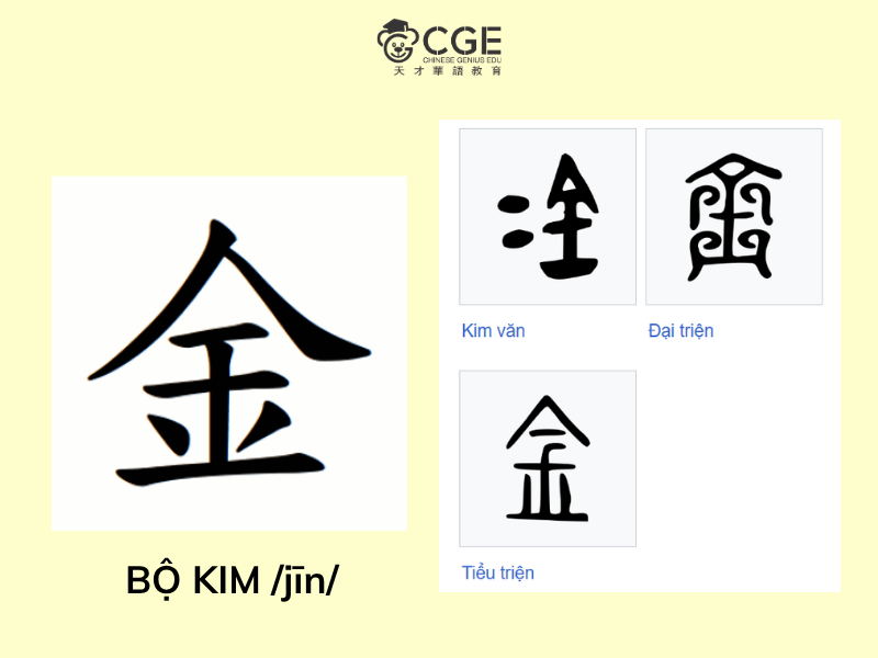 Bộ Kim trong tiếng Trung 5