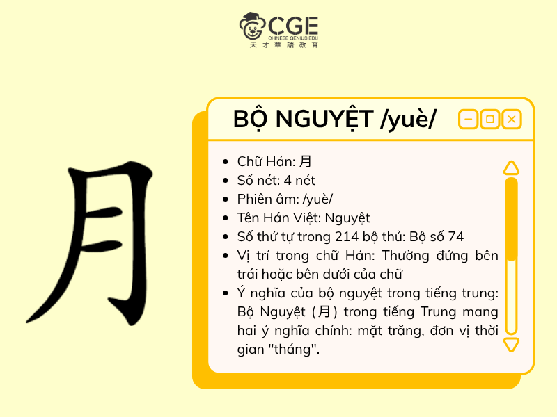 bộ nguyệt trong tiếng Trung 1