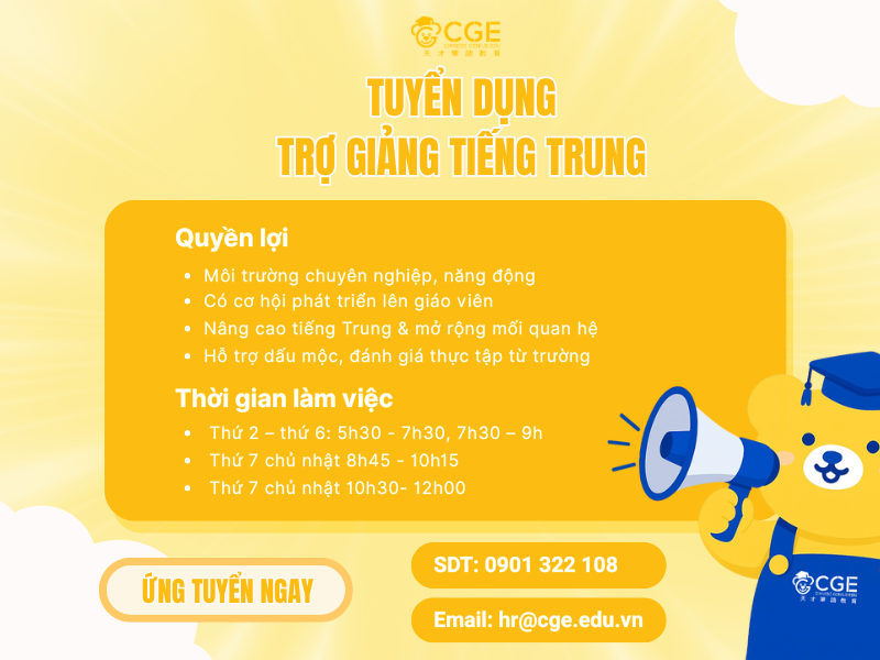 tuyển dụng trợ giảng tiếng Trung 