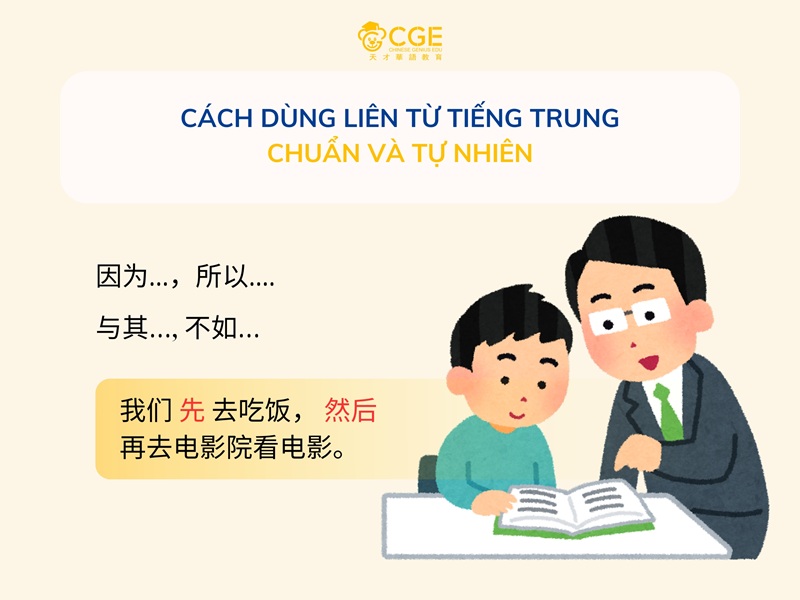 Cách dùng liên từ trong tiếng Trung chuẩn và tự nhiên