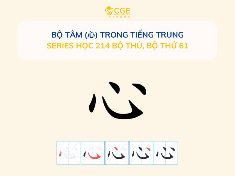 Bộ Tâm (心) trong tiếng Trung - Series học 214 bộ thủ, Bộ thứ 61