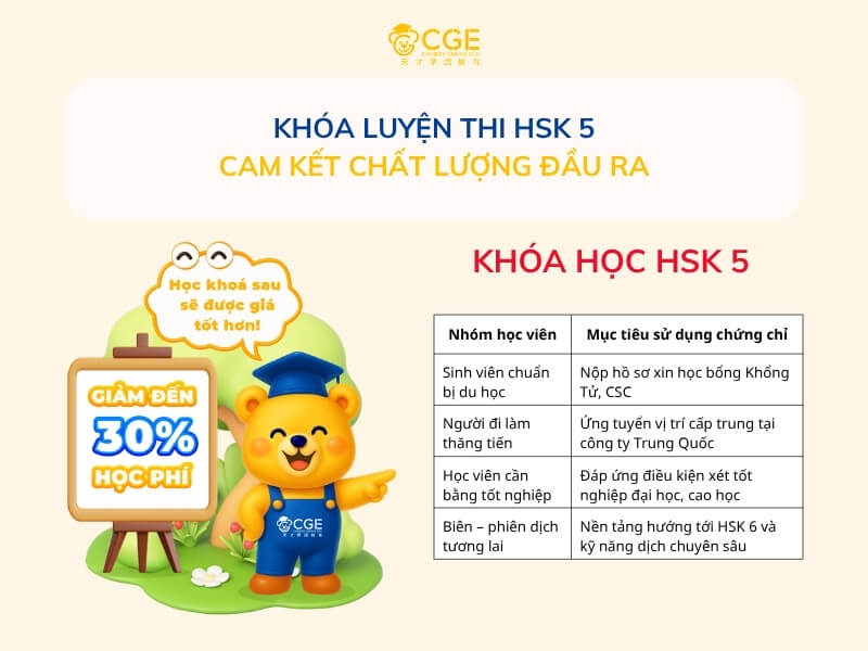 Khóa Luyện Thi HSK 5 Chuẩn Đầu Ra Tại CGE