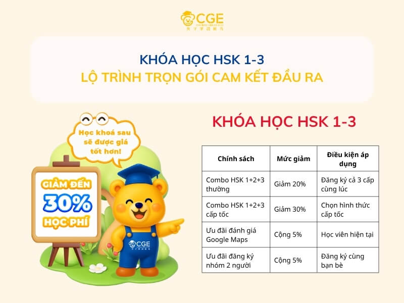 Khóa Học HSK 1-3 Lộ Trình Trọn Gói Cam Kết Đầu Ra